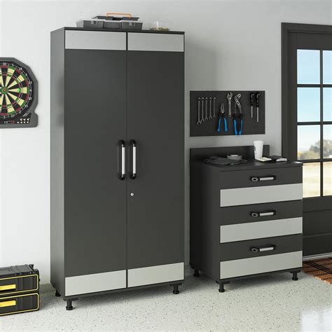 systembuild boss tall storage cabinet steel gray|Altra Furniture SystemBuild Boss Tall Storage Garage Cabinet.